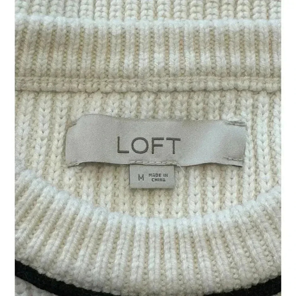 LOFT Women’s Medium Cream Knit Sweater with Button Detail - Picture 4 of 7